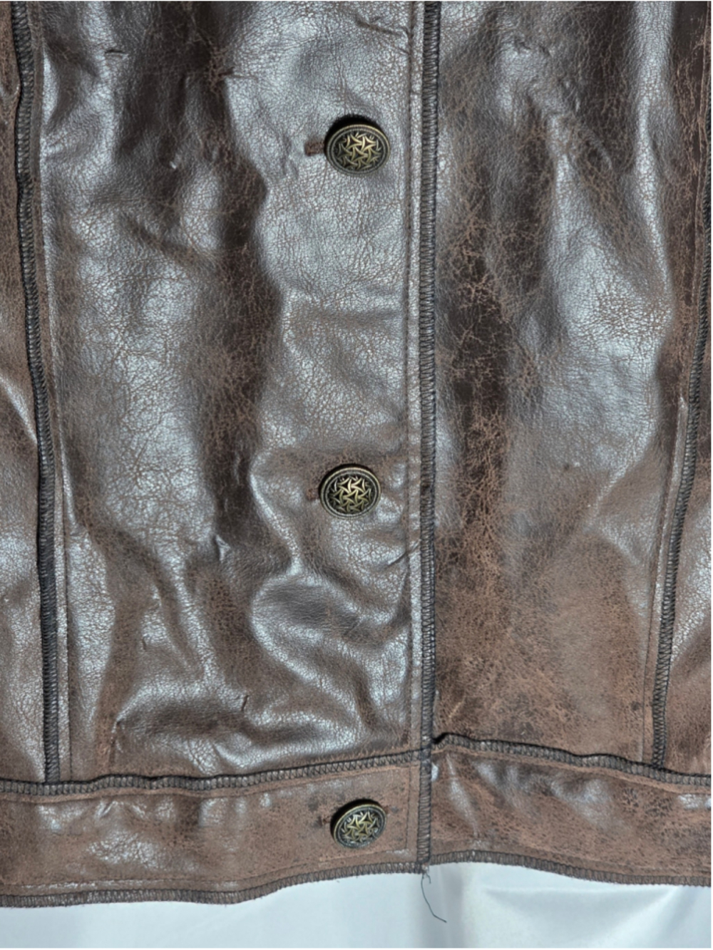 Women's Ruby Rd. Brown Faux Leather Jacket 16 bikercore sexy western cowgirl - Picture 2 of 8
